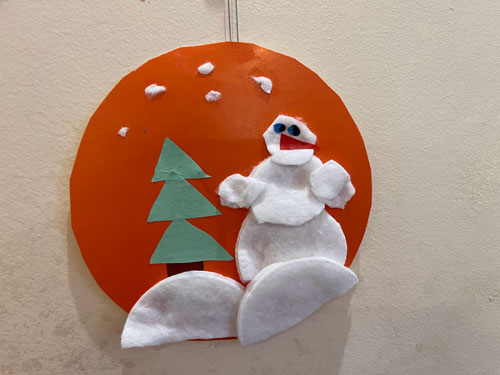 аппликация снеговик из ватных дисков 3