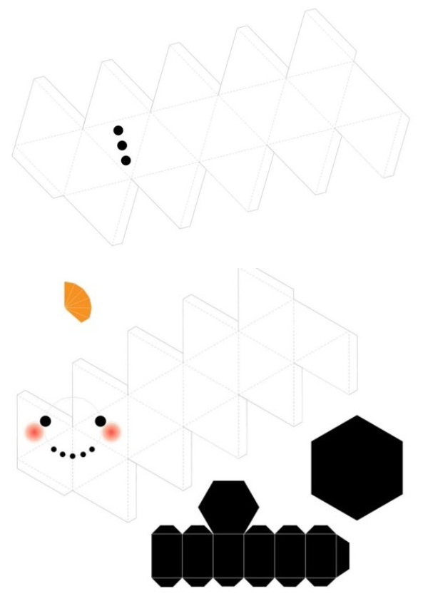 геометрический снеговик из бумаги шаблоны 2