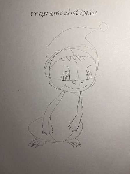 нарисовать дракона на Новый год карандашом для детей поэтапно
