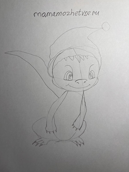 нарисовать дракона на Новый год карандашом для детей поэтапно 3