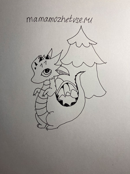 как легко нарисовать дракона на Новый год ребенку 10