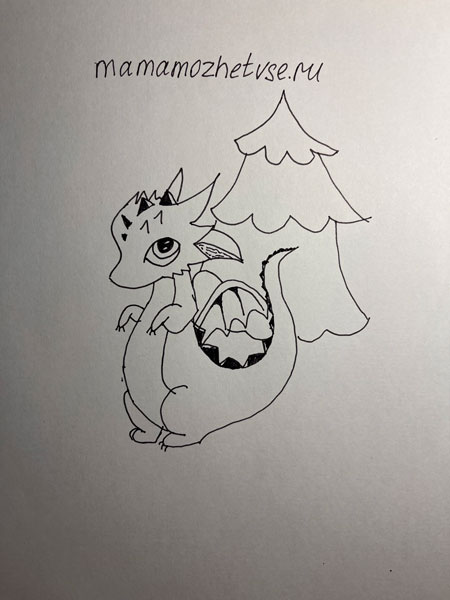 как легко нарисовать дракона на Новый год ребенку 9