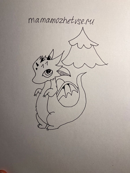 как легко нарисовать дракона на Новый год ребенку 8