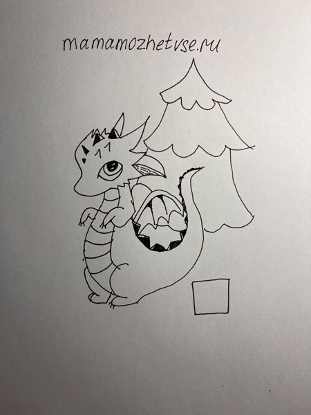 как легко нарисовать дракона на Новый год ребенку поэтапно