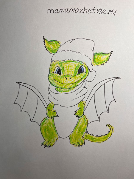 рисунки дракона на Новый год нарисовать карандашом 5
