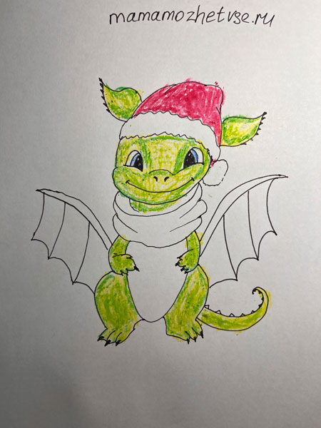 рисунки дракона на Новый год нарисовать карандашом 6