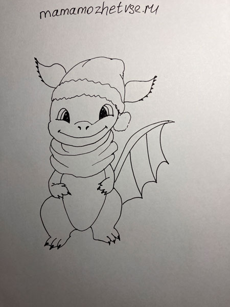рисунки дракона на Новый год нарисовать карандашом