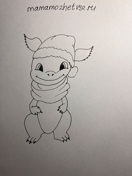 нарисовать дракона на Новый год 2024 карандашом 10