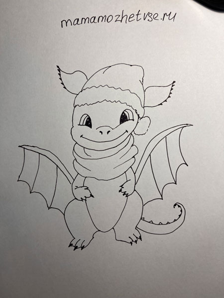 рисунки дракона на Новый год нарисовать карандашом 3