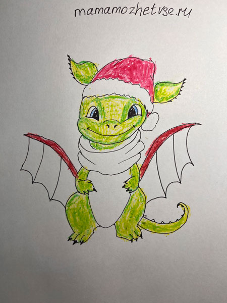 рисунки дракона на Новый год нарисовать карандашом 7
