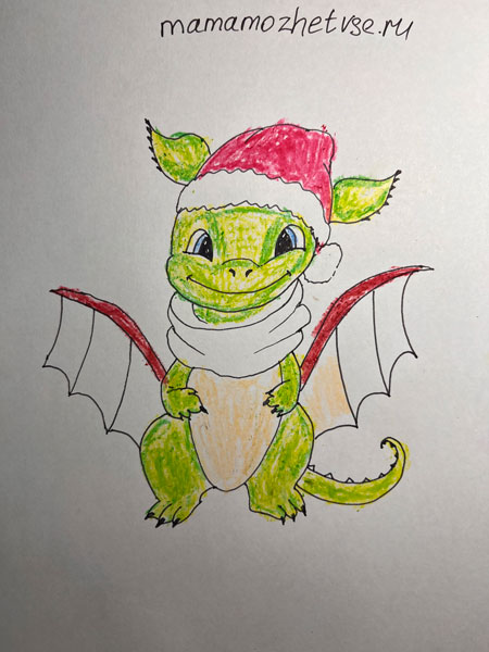 рисунки дракона на Новый год нарисовать карандашом 8