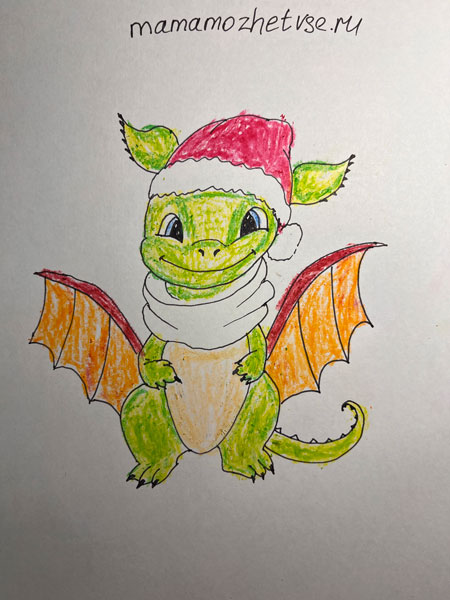 рисунки дракона на Новый год нарисовать карандашом 9