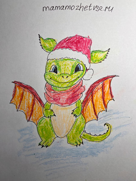 рисунки дракона на Новый год нарисовать карандашом 10