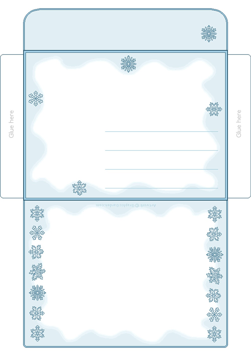 красивый конверт для Деда Мороза шаблон для вырезания 10