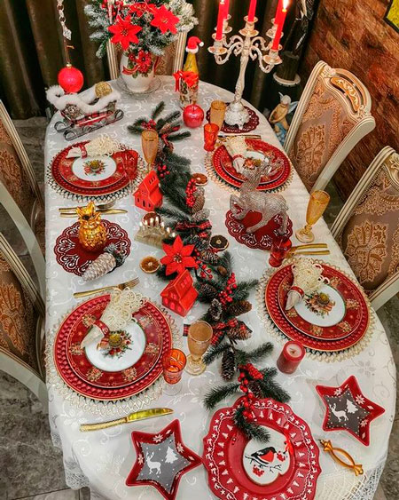 красивая сервировка новогоднего стола с едой фото 6