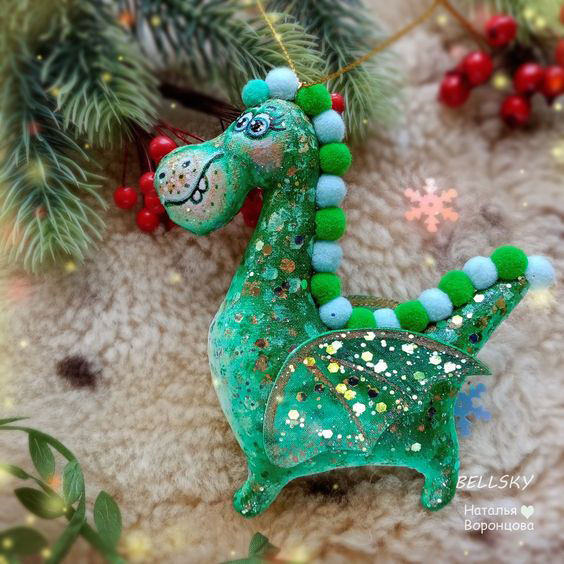 игрушка дракон своими руками на елку новогодняя поделка 6