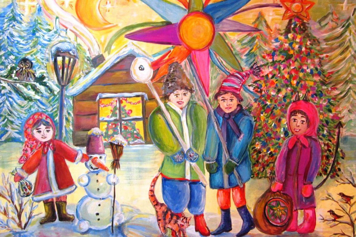 рисунки на тему колядки и рождественские праздники 9
