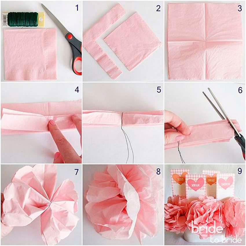 какие можно сделать цветы бумажных из салфеток 5