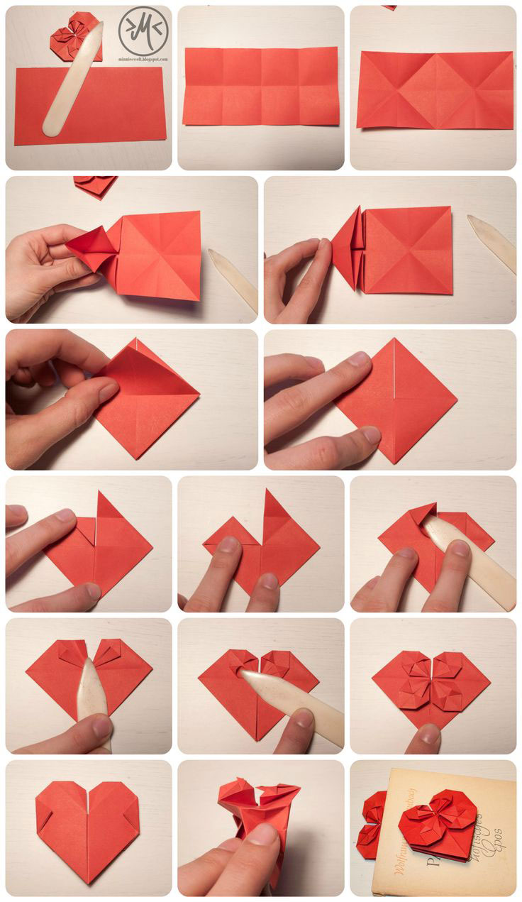 сердце оригами из бумаги своими руками 3