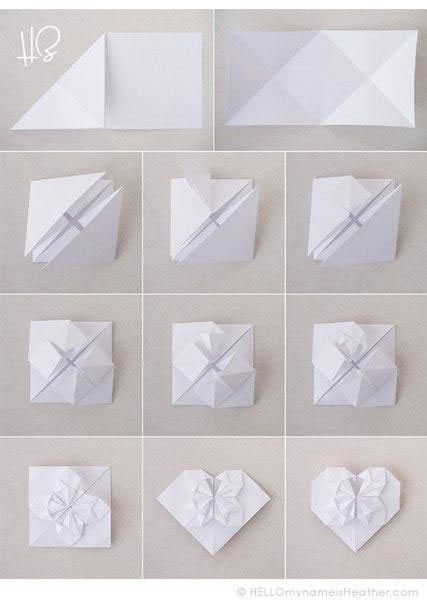 как сделать сердце из бумаги оригами 7