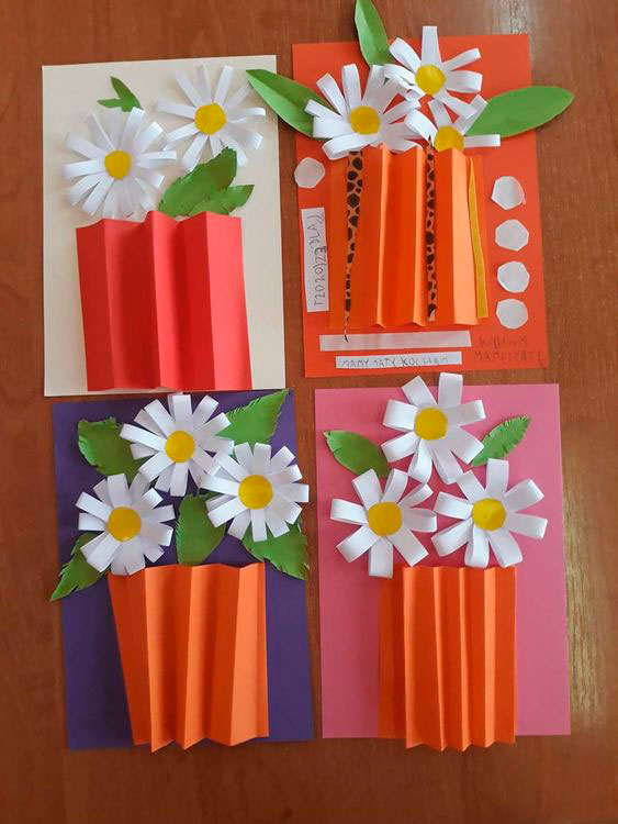 сделать поделку цветы из цветной бумаги 8