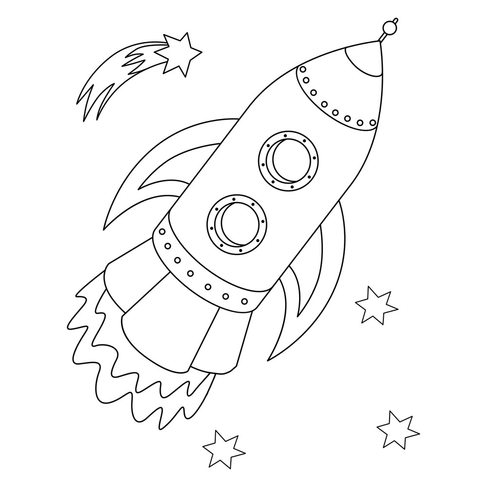 раскраска ракета в космосе для детей 3
