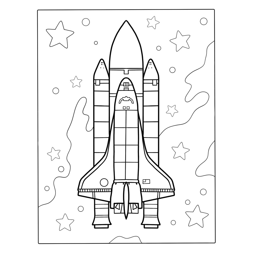 раскраска ракета в космосе для детей 6