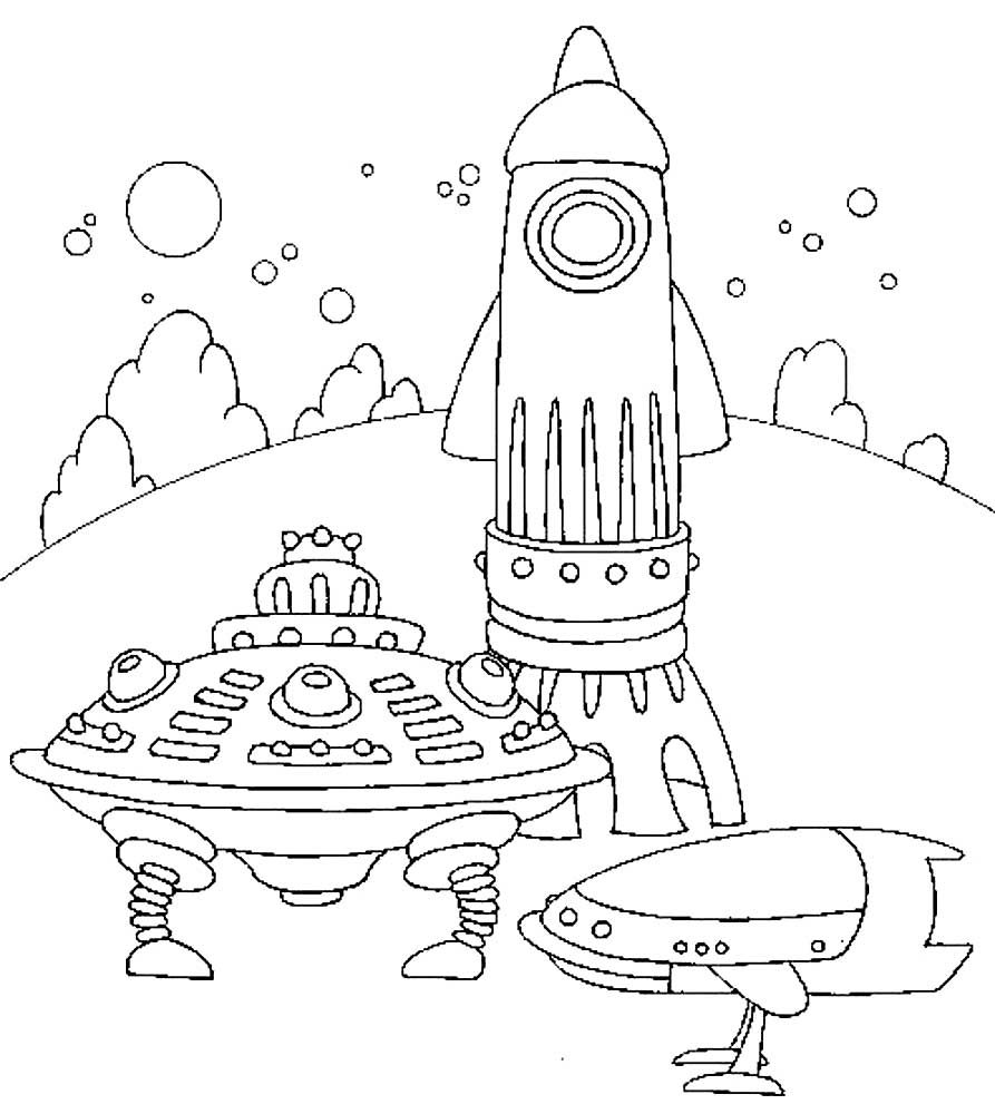 раскраска космический корабль для детей 6-7 лет 2