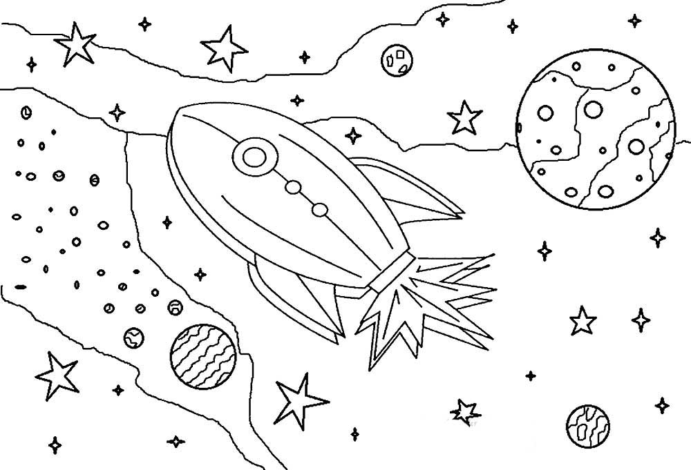 раскраска космический корабль для детей 6-7 лет 4