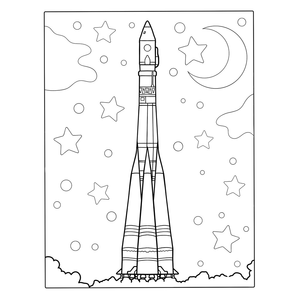 раскраска ракета в космосе для детей 7