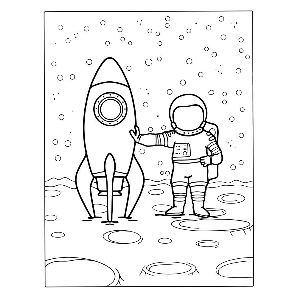 раскраска ракета в космосе для детей 10