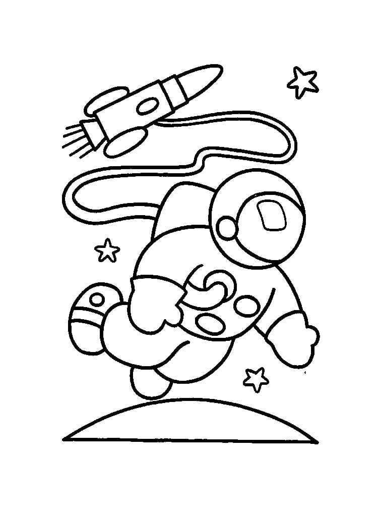 космонавт раскраска простая для детей 2