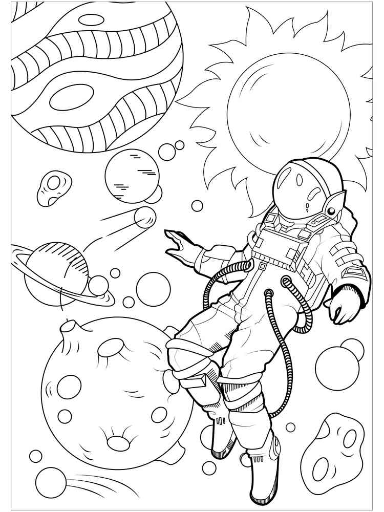 космонавт раскраска для детей 10