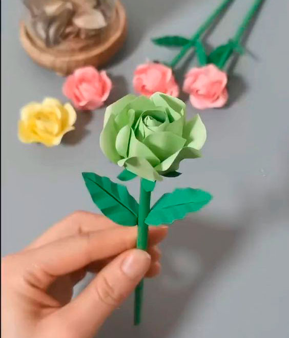 поделка из бумаги объемная роза 5
