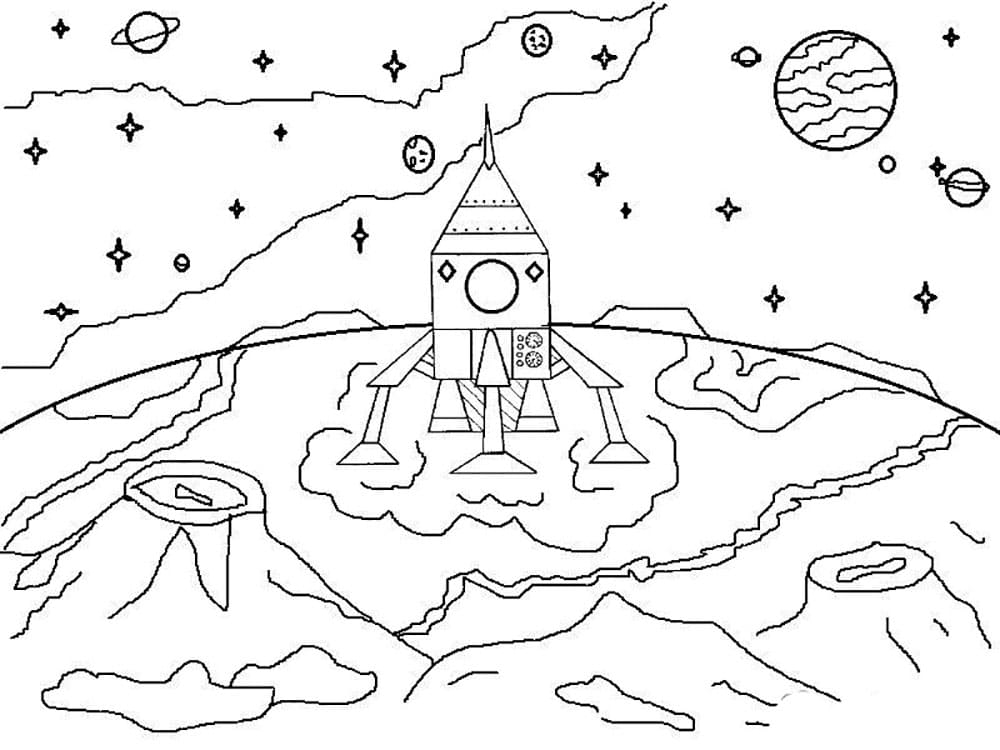 раскраски космический корабль для детей 6-7 лет 4