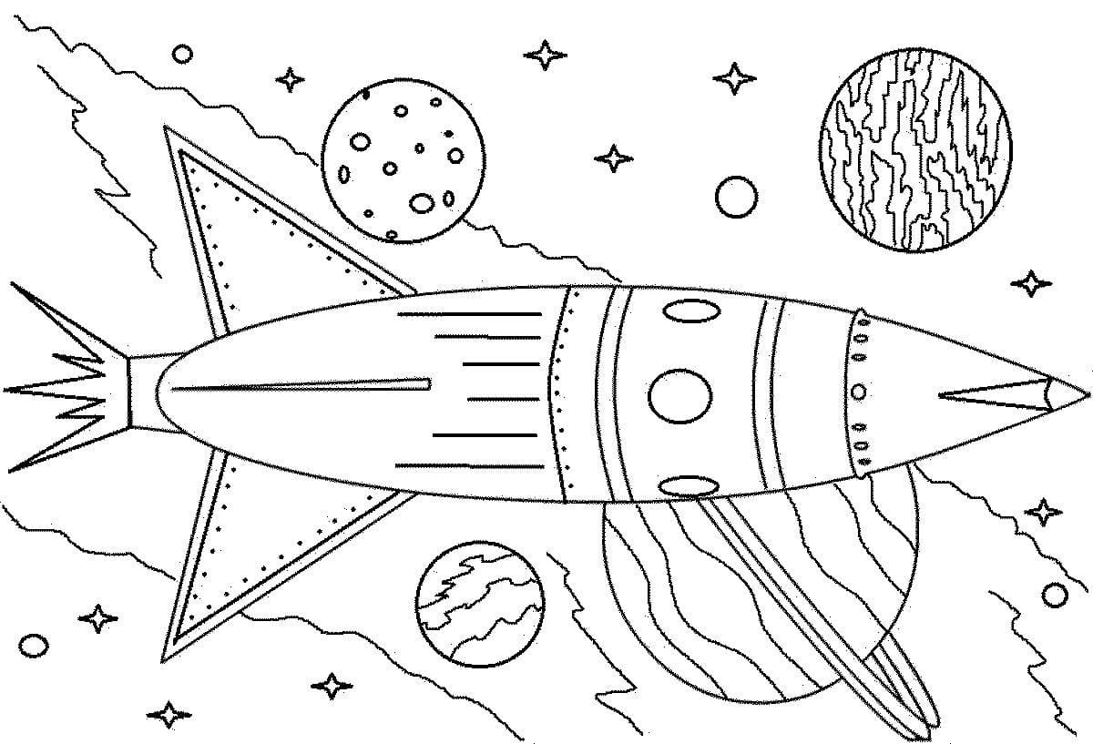 космический корабль раскраска для детей распечатать 5