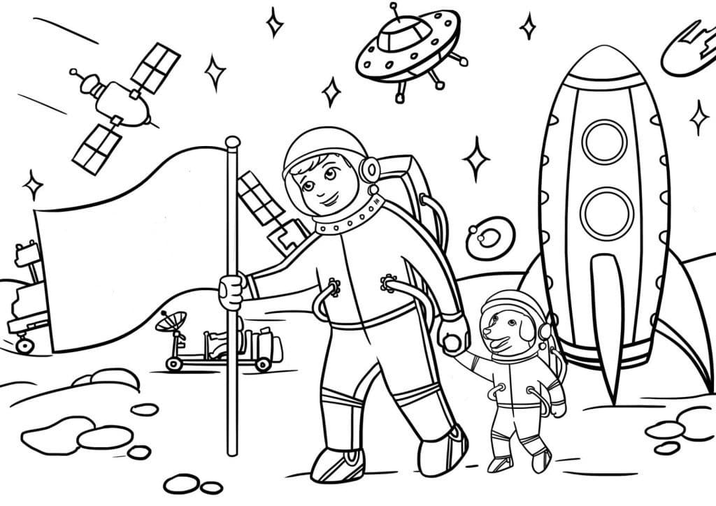 космический корабль раскраска для детей распечатать 3