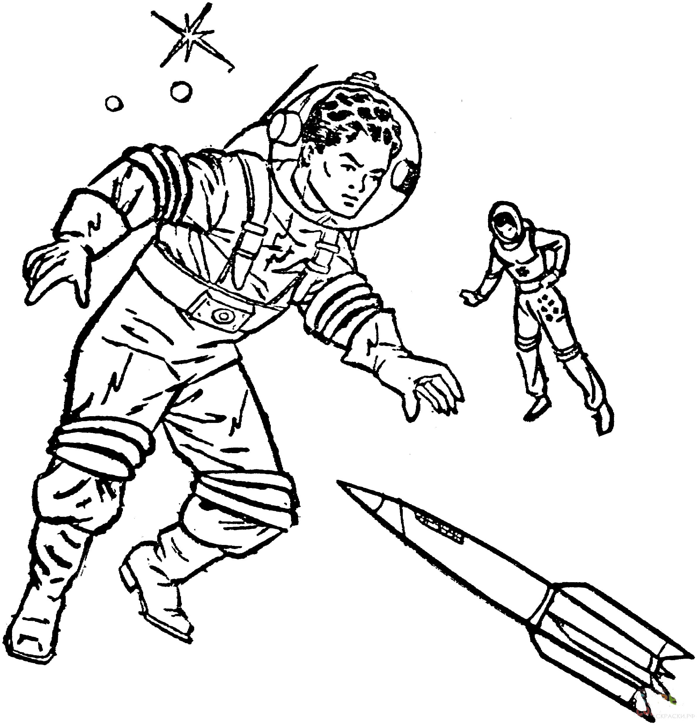 космонавт раскраска для детей 6-7 лет 8