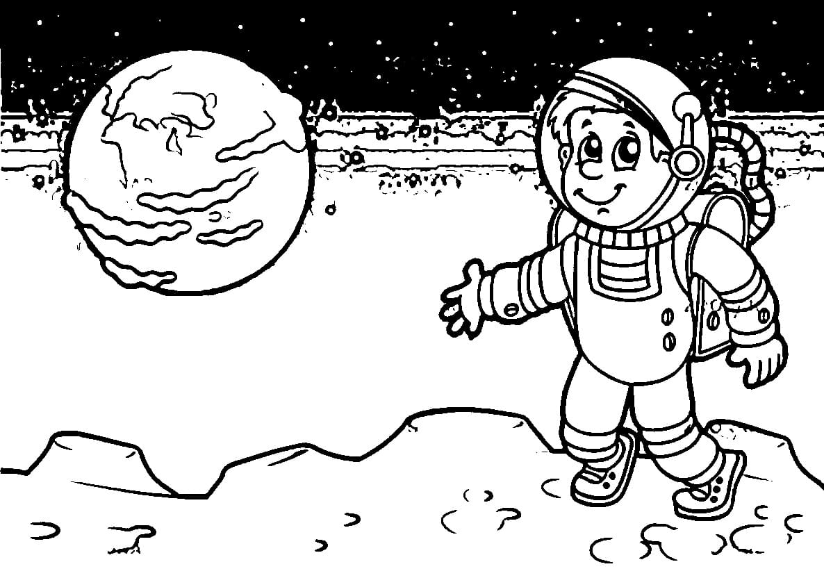космонавт раскраска для детей 6-7 лет 7