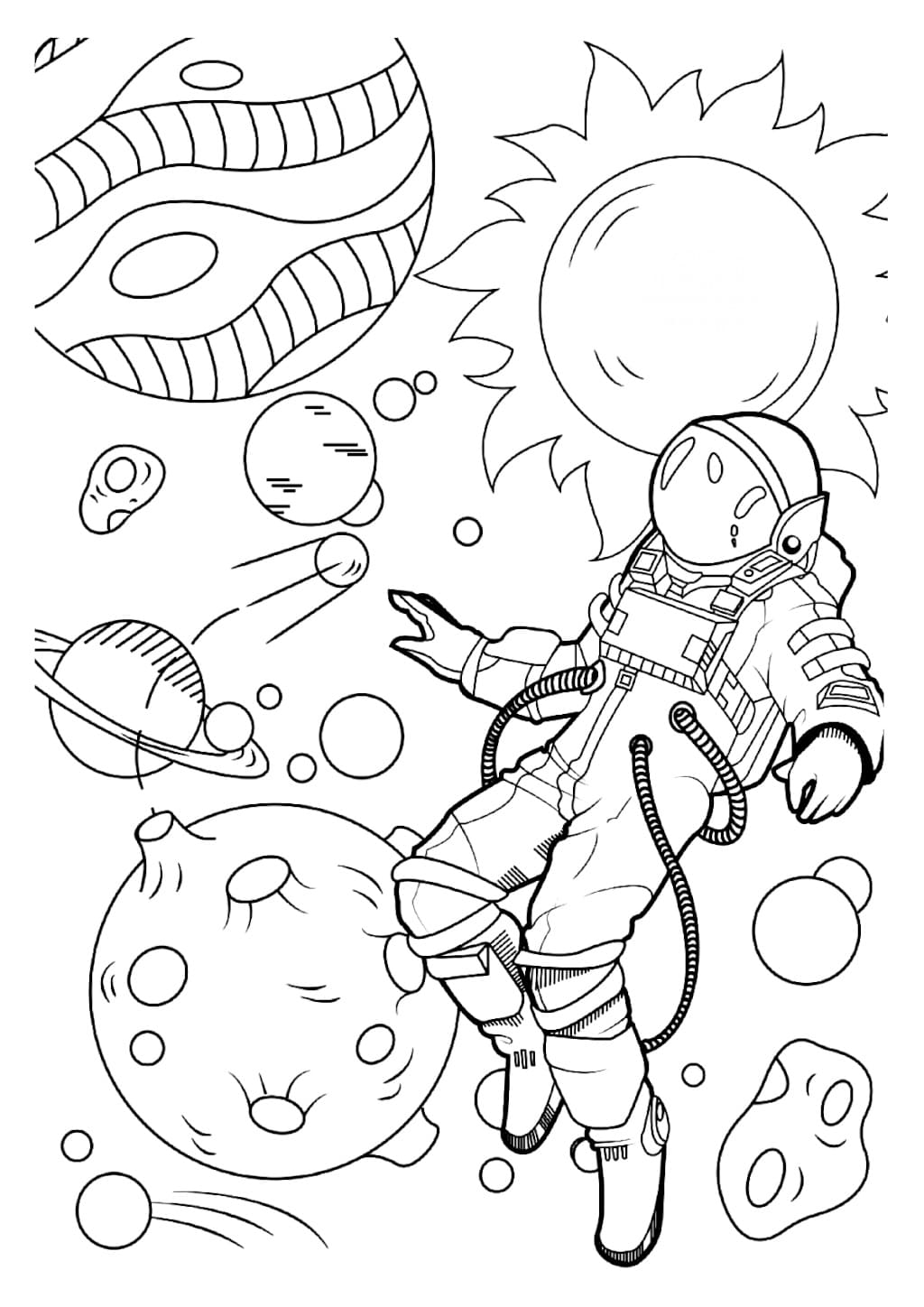 космонавт раскраска для детей распечатать шаблон 8
