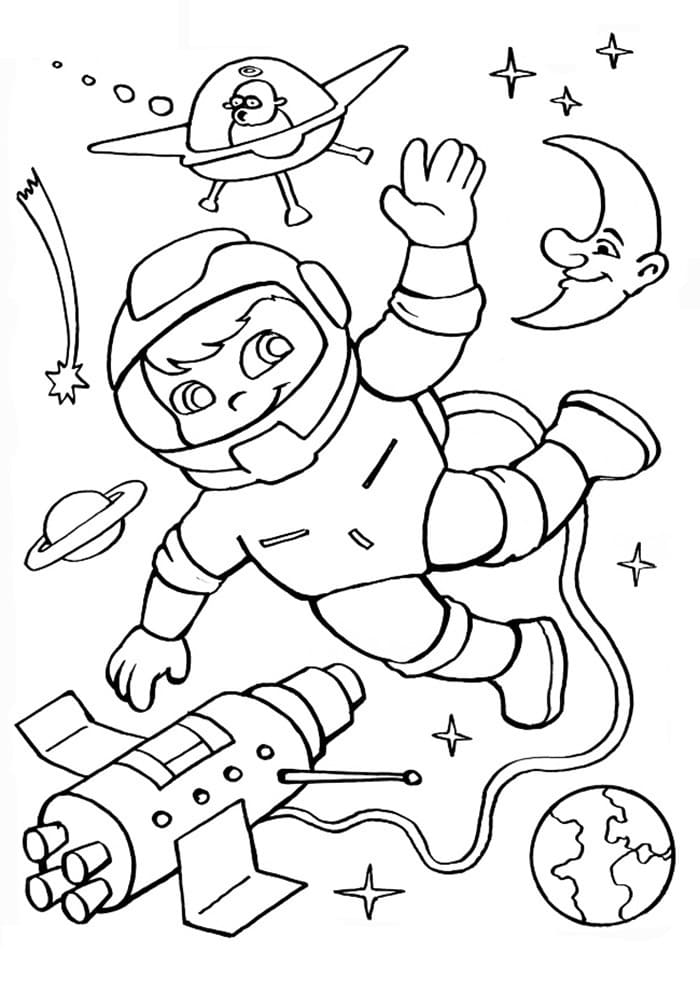 космонавт раскраска для детей распечатать шаблон 5