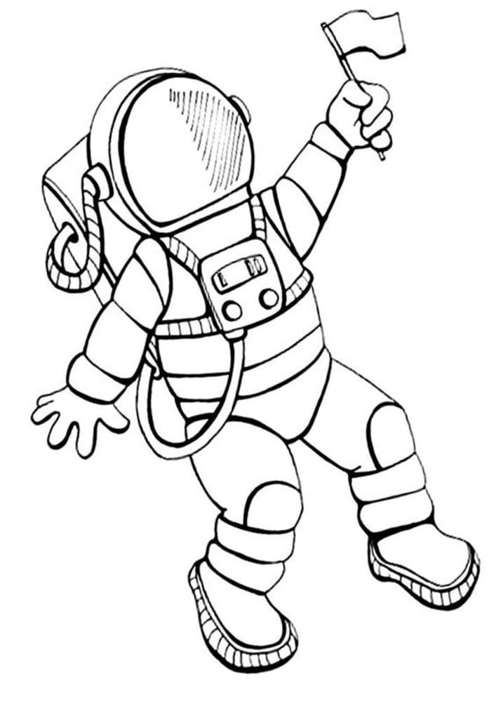 раскраска космонавт для детей 3-4 лет распечатать 7