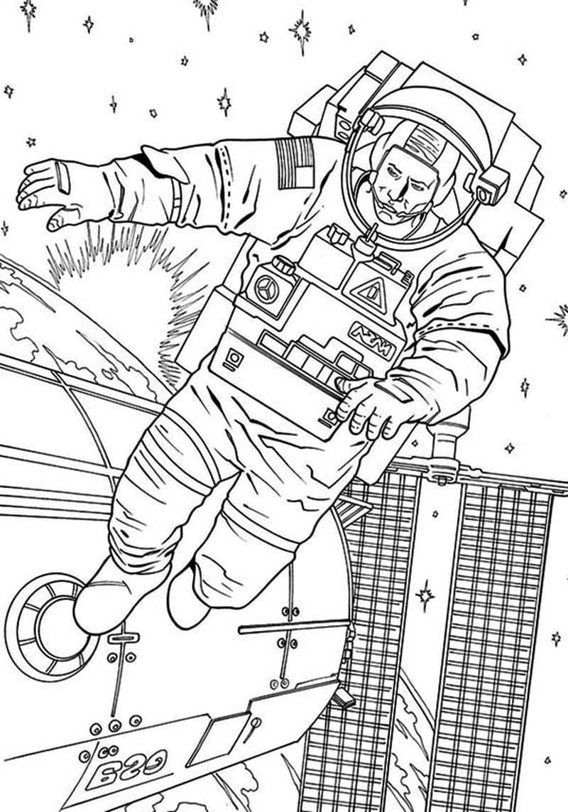 раскраска космонавт для детей 3-4 лет распечатать