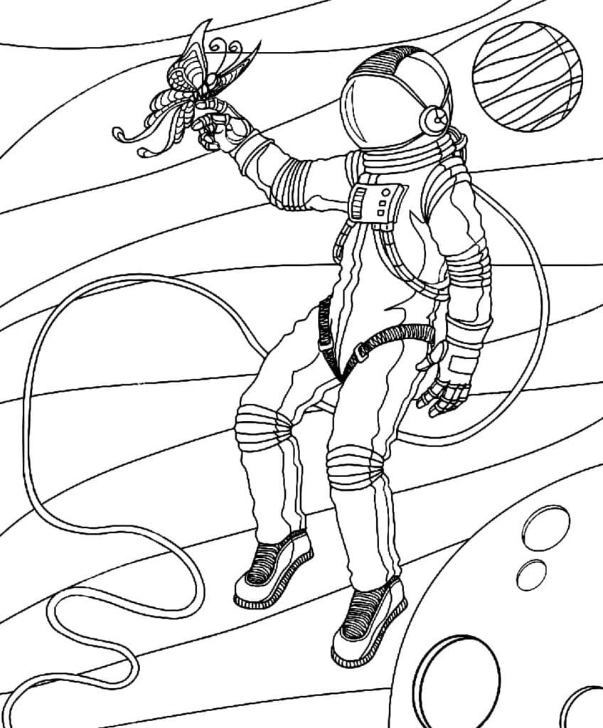 раскраска космонавта в скафандре для детей 9