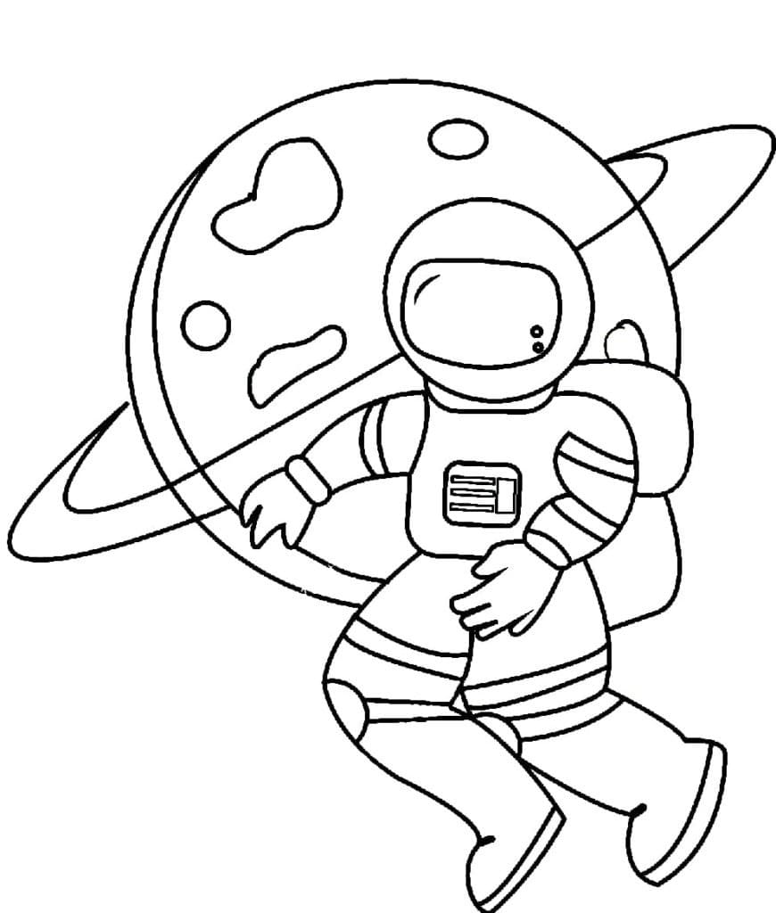 раскраска космонавта в скафандре для детей 8
