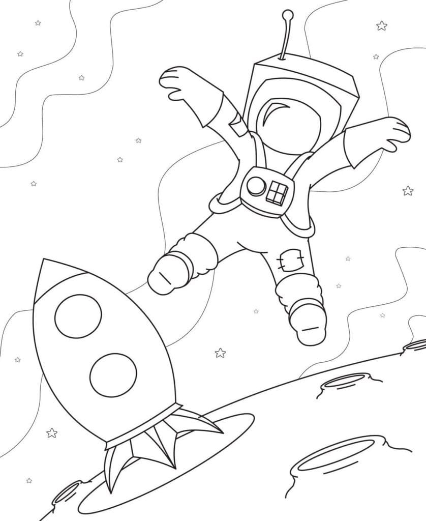 раскраска космонавта в скафандре для детей 3
