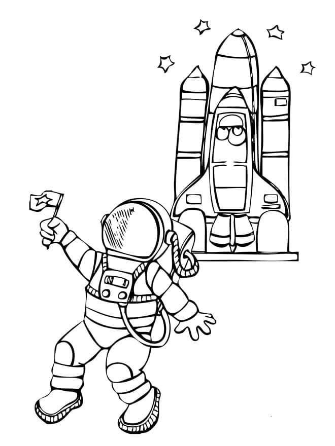 раскраска космонавта в скафандре для детей