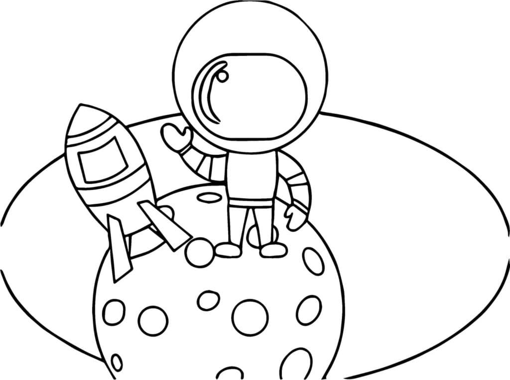 космонавт картинка раскраска для детей 9