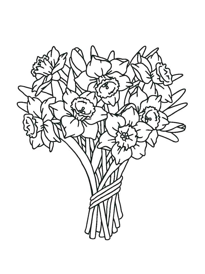 раскраска открытка цветы букет 5