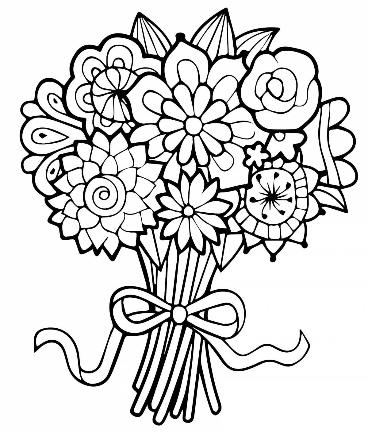раскраска открытка цветы букет 2